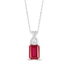 Thumbnail Image 1 of Emerald-Cut Lab-Created Ruby & White Lab-Created Sapphire Twist Necklace Sterling Silver 18&quot;