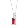 Thumbnail Image 2 of Emerald-Cut Lab-Created Ruby & White Lab-Created Sapphire Twist Necklace Sterling Silver 18&quot;