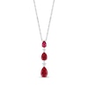 Thumbnail Image 1 of Pear-Shaped Lab-Created Ruby Trio & White Lab-Created Sapphire Drop Necklace Sterling Silver 18&quot;