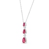 Thumbnail Image 2 of Pear-Shaped Lab-Created Ruby Trio & White Lab-Created Sapphire Drop Necklace Sterling Silver 18&quot;