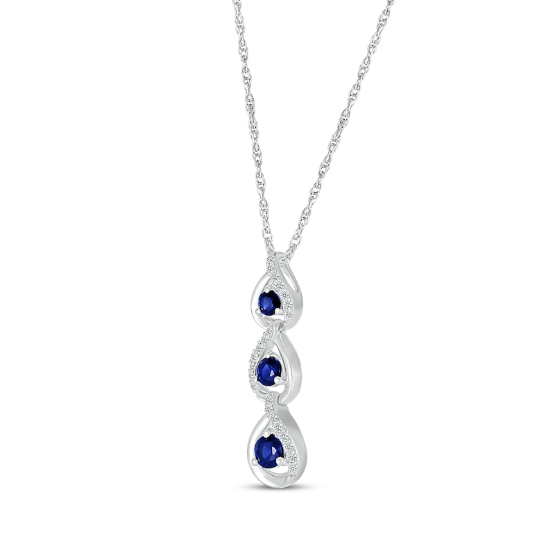 Main Image 2 of Blue & White Lab-Created Sapphire Trio Drop Necklace Sterling Silver 18&quot;