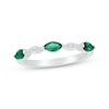 Thumbnail Image 1 of Marquise-Cut Lab-Created Emeralds & White Lab-Created Sapphire Ring Sterling Silver