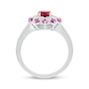 Thumbnail Image 3 of Lab-Created Ruby, Pink & White Lab-Created Sapphire Flower Ring Sterling Silver