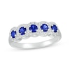 Thumbnail Image 0 of Blue & White Lab-Created Sapphire Five-Stone Ring Sterling Silver