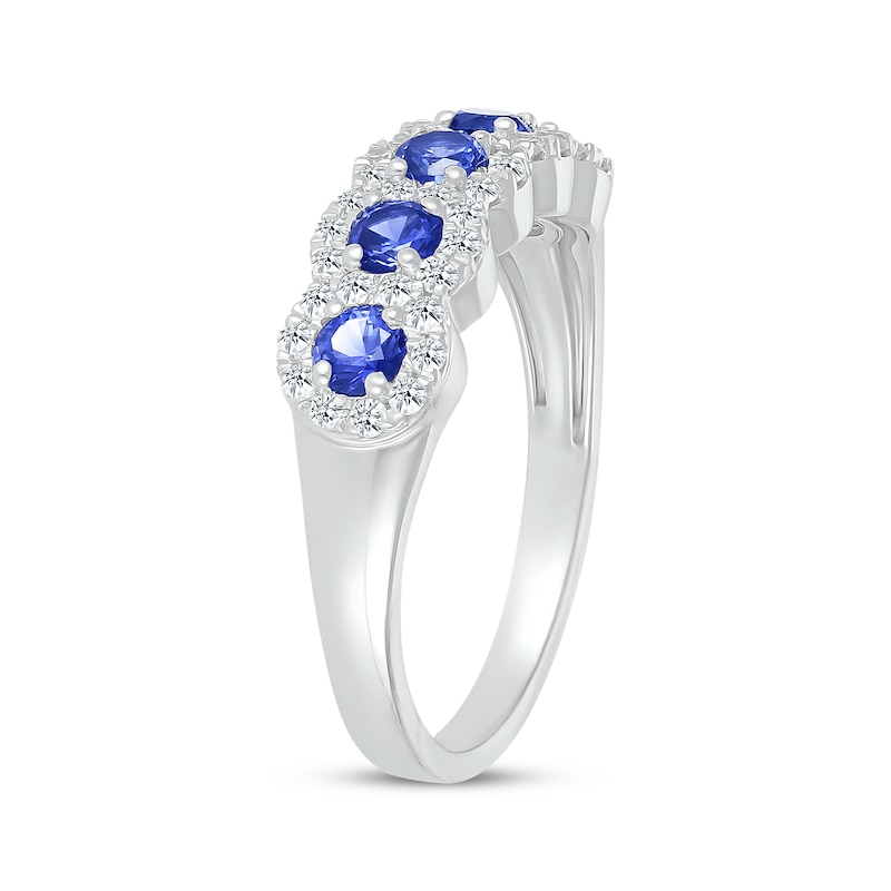 Blue & White Lab-Created Sapphire Five-Stone Ring Sterling Silver