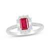 Thumbnail Image 0 of Emerald-Cut Lab-Created Ruby & White Lab-Created Sapphire Ring