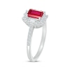 Thumbnail Image 1 of Emerald-Cut Lab-Created Ruby & White Lab-Created Sapphire Ring