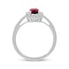 Thumbnail Image 2 of Emerald-Cut Lab-Created Ruby & White Lab-Created Sapphire Ring