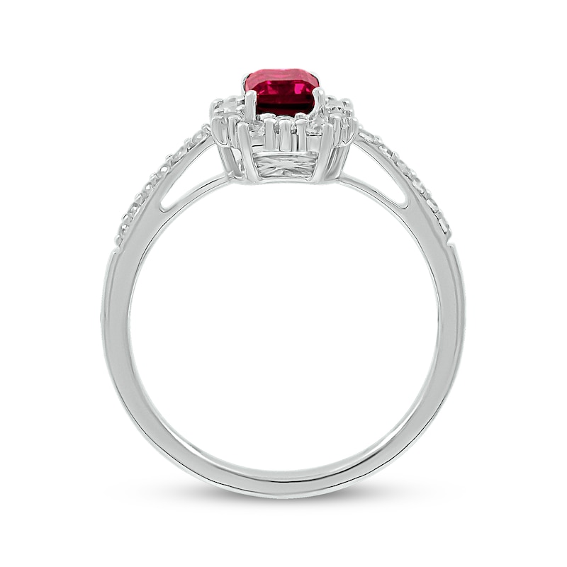 Emerald-Cut Lab-Created Ruby & White Lab-Created Sapphire Ring