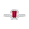 Thumbnail Image 3 of Emerald-Cut Lab-Created Ruby & White Lab-Created Sapphire Ring