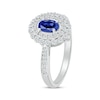 Thumbnail Image 2 of Oval-Cut Blue Lab-Created Sapphire & White Lab-Created Sapphire Double Halo Ring Sterling Silver