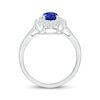 Thumbnail Image 3 of Oval-Cut Blue Lab-Created Sapphire & White Lab-Created Sapphire Double Halo Ring Sterling Silver