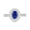 Thumbnail Image 4 of Oval-Cut Blue Lab-Created Sapphire & White Lab-Created Sapphire Double Halo Ring Sterling Silver