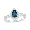 Thumbnail Image 1 of Pear-Shaped London Blue Topaz & White Lab-Created Sapphire Ring 10K White Gold