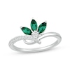 Thumbnail Image 1 of Marquise-Cut Lab-Created Emerald & Diamond Ring 1/10 ct tw Sterling Silver