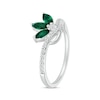 Thumbnail Image 2 of Marquise-Cut Lab-Created Emerald & Diamond Ring 1/10 ct tw Sterling Silver