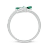 Thumbnail Image 3 of Marquise-Cut Lab-Created Emerald & Diamond Ring 1/10 ct tw Sterling Silver