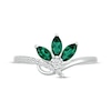 Thumbnail Image 4 of Marquise-Cut Lab-Created Emerald & Diamond Ring 1/10 ct tw Sterling Silver