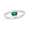 Thumbnail Image 1 of Emerald-Cut Lab-Created Emerald & Diamond Stackable Ring 1/8 ct tw Sterling Silver