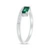 Thumbnail Image 2 of Emerald-Cut Lab-Created Emerald & Diamond Stackable Ring 1/8 ct tw Sterling Silver