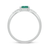 Thumbnail Image 3 of Emerald-Cut Lab-Created Emerald & Diamond Stackable Ring 1/8 ct tw Sterling Silver