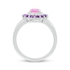 Thumbnail Image 3 of Oval-Cut Pink Lab-Created Sapphire, White Lab-Created Sapphire & Amethyst Ring Sterling Silver