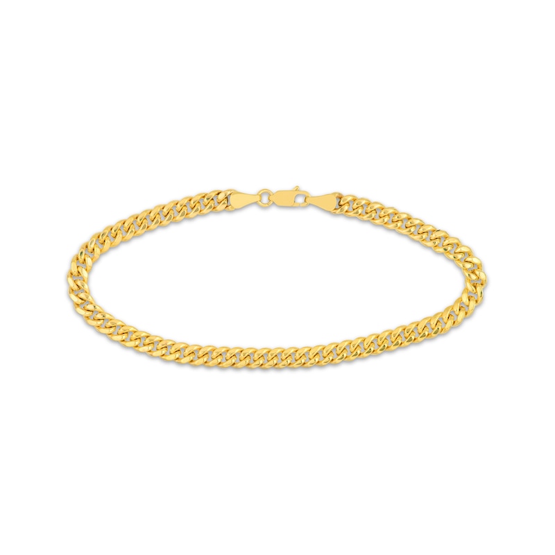 Main Image 3 of Semi-Solid Miami Cuban Curb Chain Necklace & Bracelet Set 10K Yellow Gold