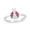 Thumbnail Image 0 of Lab-Created Ruby & White Lab-Created Sapphire Ladybug Ring Sterling Silver