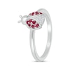 Thumbnail Image 1 of Lab-Created Ruby & White Lab-Created Sapphire Ladybug Ring Sterling Silver