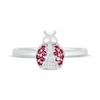 Thumbnail Image 3 of Lab-Created Ruby & White Lab-Created Sapphire Ladybug Ring Sterling Silver