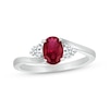 Thumbnail Image 1 of Oval-Cut Lab-Created Ruby & White Lab-Created Sapphire Bypass Ring Sterling Silver