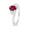 Thumbnail Image 2 of Oval-Cut Lab-Created Ruby & White Lab-Created Sapphire Bypass Ring Sterling Silver