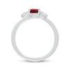 Thumbnail Image 3 of Oval-Cut Lab-Created Ruby & White Lab-Created Sapphire Bypass Ring Sterling Silver