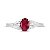 Thumbnail Image 4 of Oval-Cut Lab-Created Ruby & White Lab-Created Sapphire Bypass Ring Sterling Silver