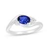 Thumbnail Image 1 of Oval-Cut Blue Lab-Created Sapphire & White Lab-Created Sapphire Bypass Ring Sterling Silver