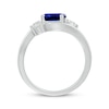 Thumbnail Image 2 of Oval-Cut Blue Lab-Created Sapphire & White Lab-Created Sapphire Bypass Ring Sterling Silver