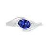 Thumbnail Image 3 of Oval-Cut Blue Lab-Created Sapphire & White Lab-Created Sapphire Bypass Ring Sterling Silver