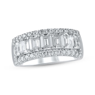 Lab-Created Diamonds by KAY Emerald & Round-Cut Anniversary Ring 2-1/2 ...