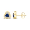 Thumbnail Image 1 of Blue Sapphire & Diamond Trefoil Stud Earrings 1/8 ct tw 10K Yellow Gold