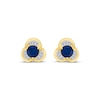 Thumbnail Image 2 of Blue Sapphire & Diamond Trefoil Stud Earrings 1/8 ct tw 10K Yellow Gold