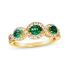 Thumbnail Image 1 of Le Vian Oval-Cut Emerald Ring 3/8 ct tw Diamonds 14K Honey Gold