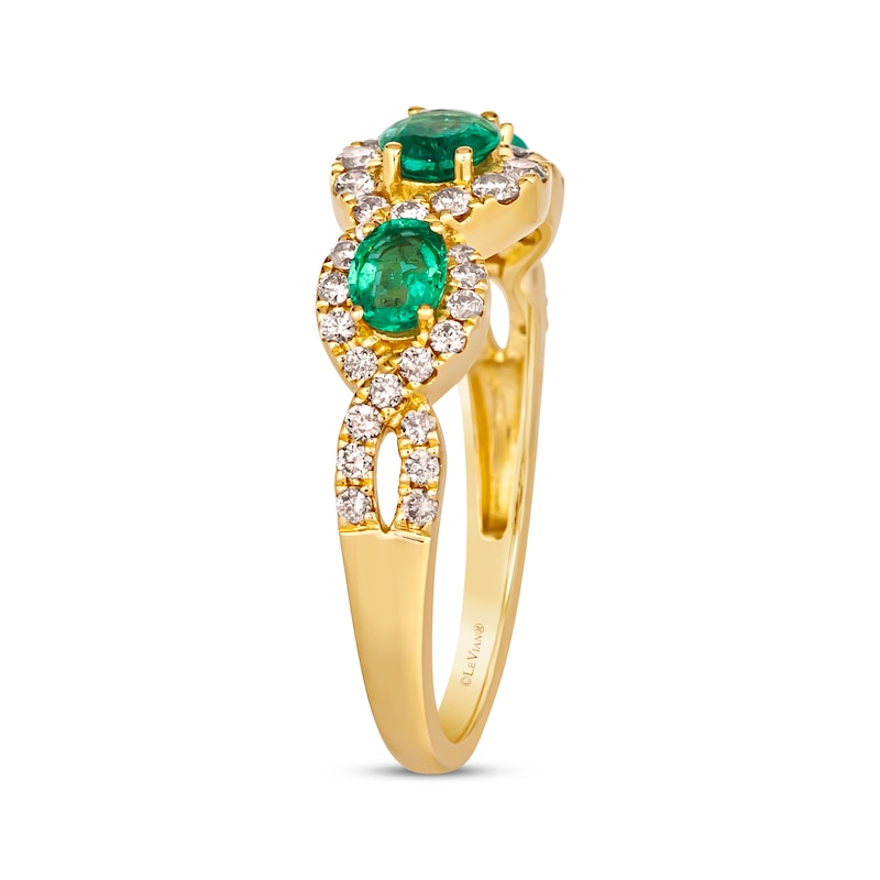 Main Image 2 of Le Vian Oval-Cut Emerald Ring 3/8 ct tw Diamonds 14K Honey Gold