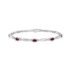 Thumbnail Image 0 of Oval-Cut Lab-Created Ruby & White Lab-Created Sapphire Link Bracelet Sterling Silver 7.25"