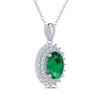 Thumbnail Image 2 of Oval-Cut Lab-Created Emerald & White Lab-Created Sapphire Starburst Necklace Sterling Silver 18&quot;