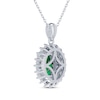 Thumbnail Image 3 of Oval-Cut Lab-Created Emerald & White Lab-Created Sapphire Starburst Necklace Sterling Silver 18&quot;