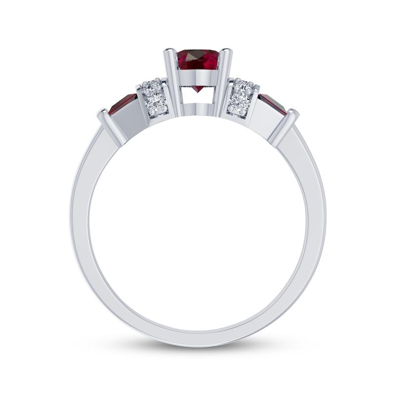 Main Image 3 of Oval-Cut Lab-Created Ruby & White Lab-Created Sapphire Ring Sterling Silver