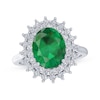 Thumbnail Image 0 of Oval-Cut Lab-Created Emerald & White Lab-Created Sapphire Starburst Ring Sterling Silver