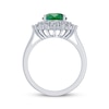 Thumbnail Image 2 of Oval-Cut Lab-Created Emerald & White Lab-Created Sapphire Starburst Ring Sterling Silver