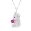 Thumbnail Image 1 of Heart-Shaped Lab-Created Ruby & White Lab-Created Sapphire Bear Necklace Sterling Silver 18&quot;