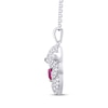 Thumbnail Image 2 of Heart-Shaped Lab-Created Ruby & White Lab-Created Sapphire Bear Necklace Sterling Silver 18&quot;